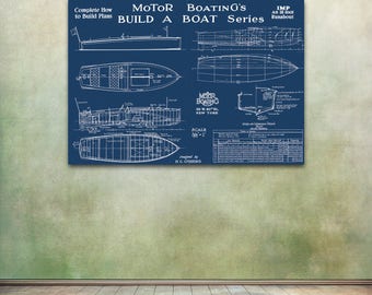 Vintage IMP Boat Blueprint Art Print: Motor Boating Series