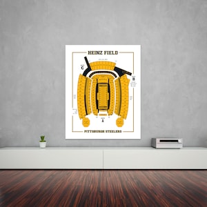 May include: A black and yellow seating chart for Heinz Field, home of the Pittsburgh Steelers. The chart shows the layout of the stadium, including the different sections and gates.