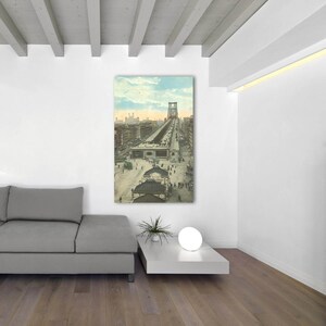Impressão em estilo vintage antigo da abordagem da ponte Williamsburg, cidade de Nova York em papel fotográfico, papel fosco ou tela esticada