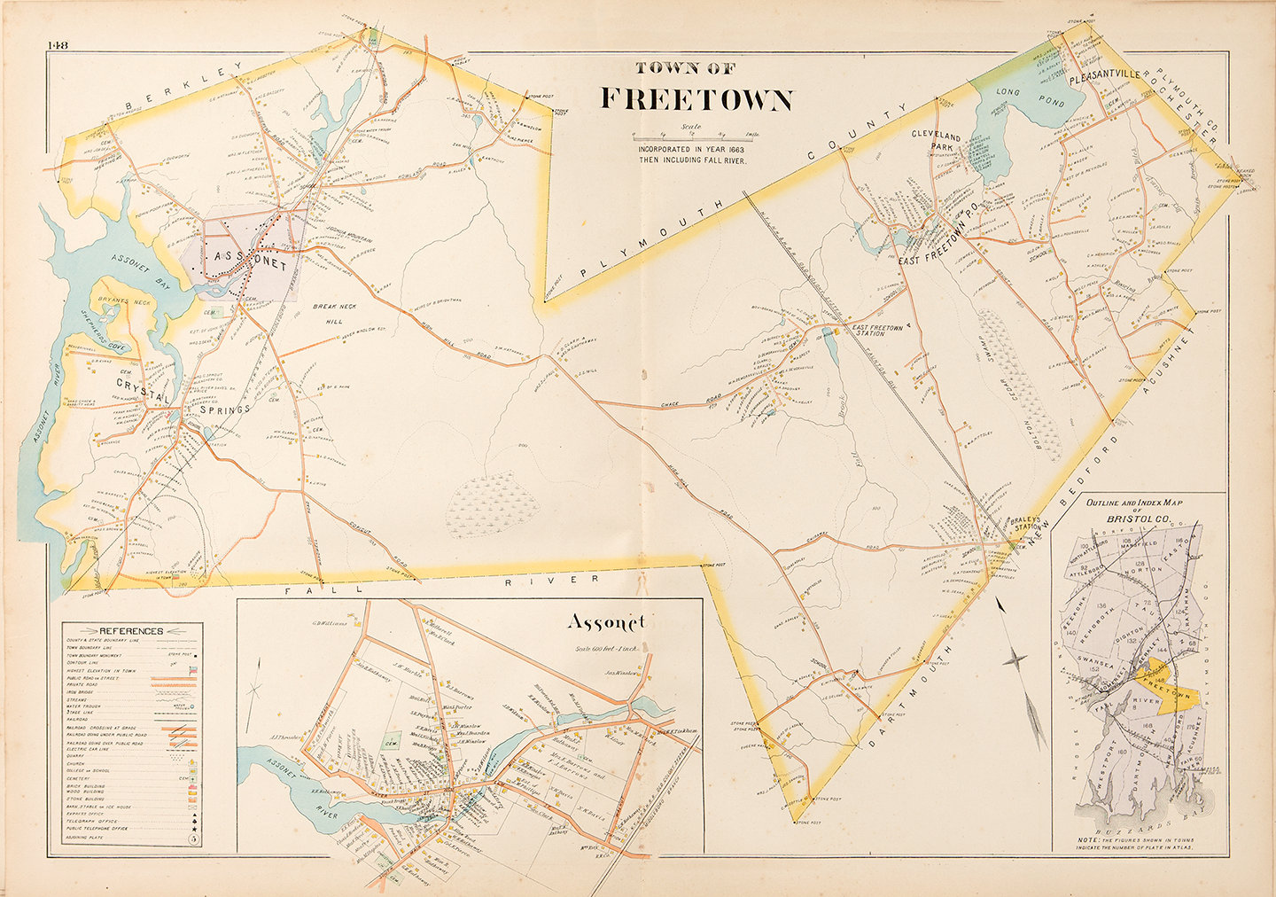 Print of Antique Map of Freetown Massachusetts on Photo Paper Etsy UK
