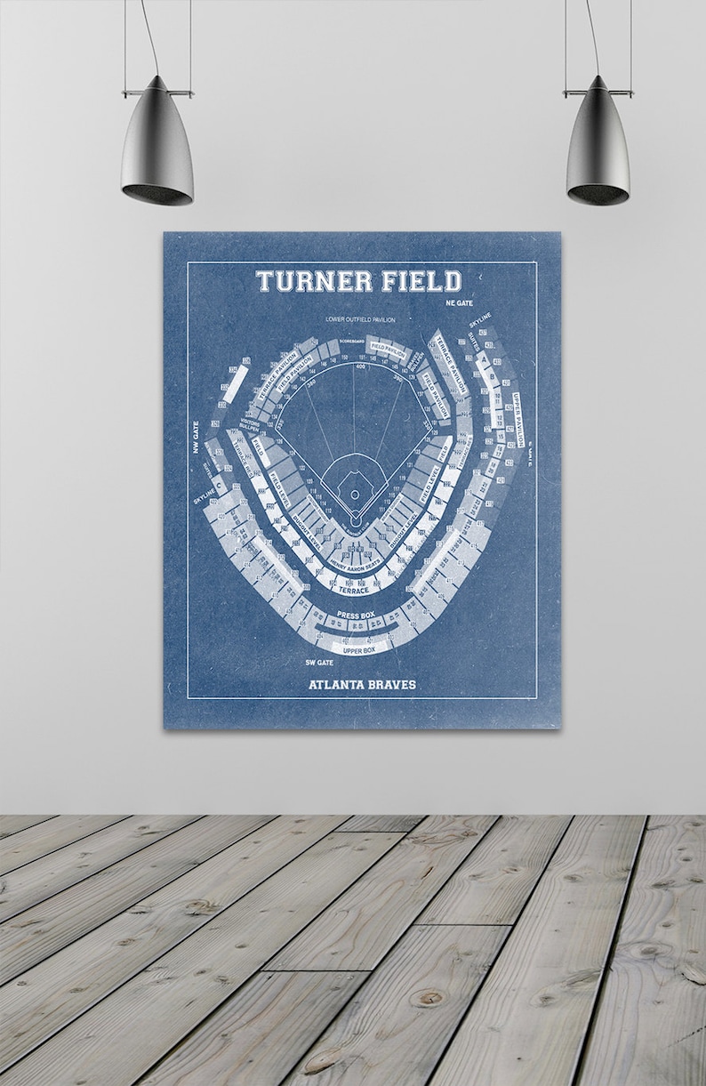 Vintage Atlanta Braves Turner Field Diagram on Photo Paper Etsy