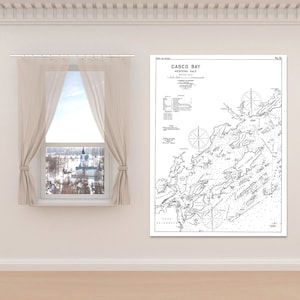Antiker Druck von Casco Bay (westliche Hälfte) in Maine auf Ihrer Wahl von Fotopapier, Mattem Papier oder Leinwand Giclee Papier