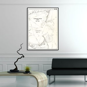 Antiker Druck der Nantucket Sound East Massachusetts Cape Cod Landkarte auf Ihrer Wahl von Fotopapier, Mattem Papier oder Leinwand Giclée