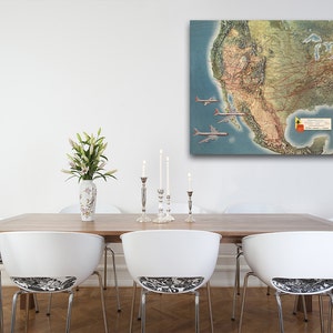 Vintage antike American Airlines Systeme Karte auf Fotopapier Matt Papier Leinwand Kunst Home Decor Giclée-Druck