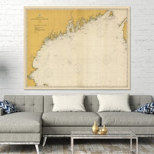 Druck einer antiken Karte von Fundy bis Cape Cod auf Matte Papier, Fotopapier oder gespannter Leinwand. Kostenloser Versand!