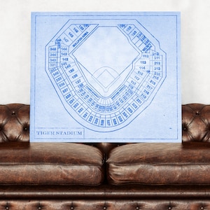 Print of Vintage Detroit Tiger Stadium Seating Chart on Photo Paper, Matte Paper, or Canvas