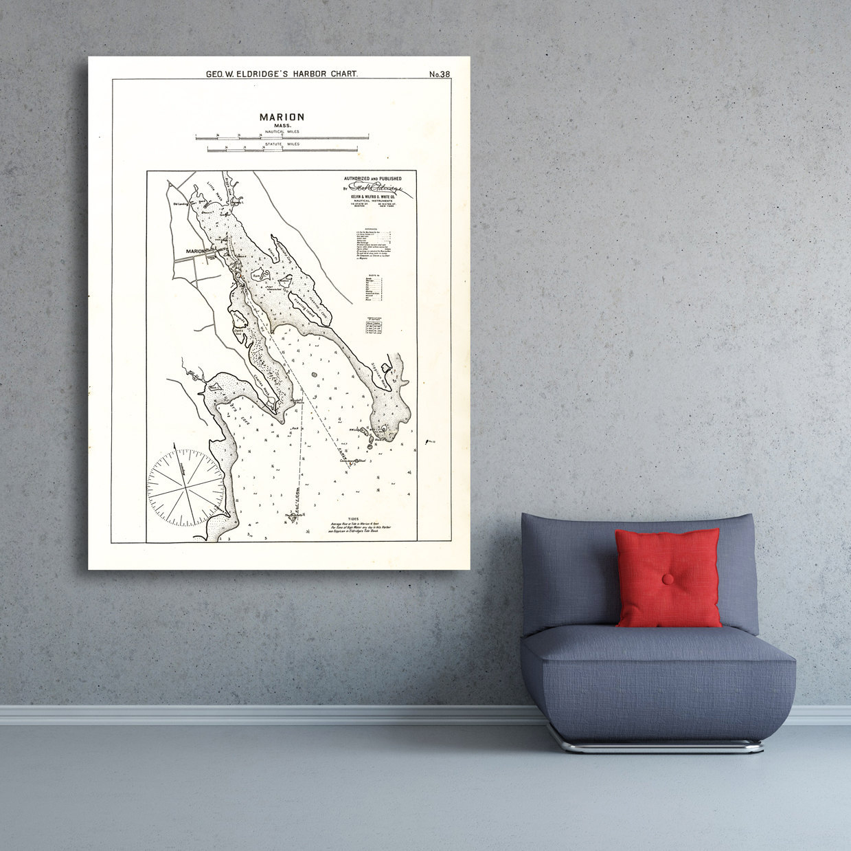 Antique Print of a Marion Massachusetts Nautical Chart on | Etsy
