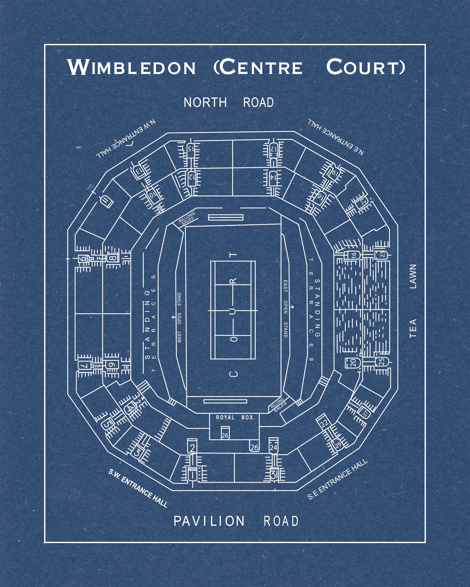 Print Of Vintage Wimbledon Center Seating Chart Seating Chart On Photo 
