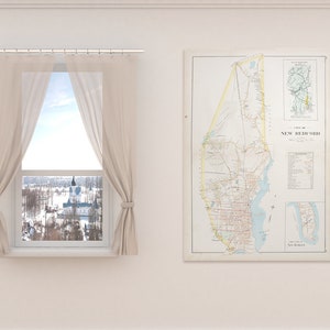 Afdruk van antieke stadsplattegrond van New Bedford, Massachusetts op fotopapier, mat papier en canvas
