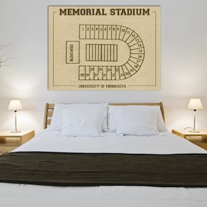 Stampa della mappa dei posti a sedere dello stadio commemorativo del Minnesota d'epoca su carta fotografica, carta opaca o tela