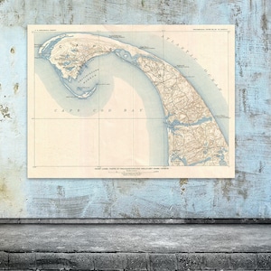 Antike Karte von Cape Cod Bay Massachusetts auf Fotopapier, Mattpapier oder gespannter Leinwand