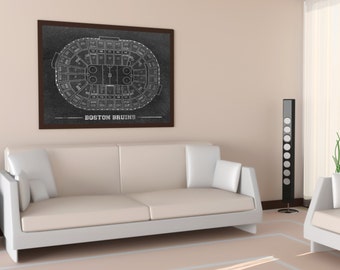 Vintage Print of TD Garden Seating Chart FREE Shipping Boston Bruins Hockey Blueprint Photo Matte Canvas Home Decor NHL Sports Football mlb