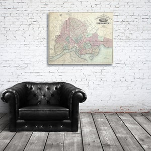 Antike Karte von Brooklyn, New York auf mattem Fotopapier oder auf Leinwand