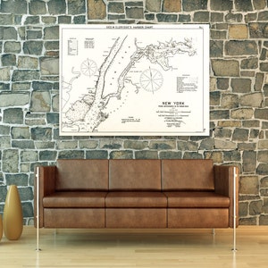 Impresión antigua de un mapa de la ciudad de Nueva York en papel fotográfico, papel mate o lienzo Giclée de su elección.