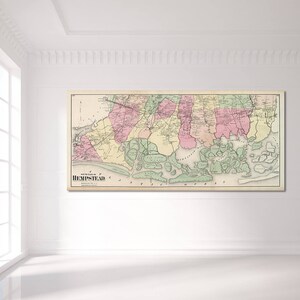 Impression d'une carte ancienne de South Hempstead, Long Island, New York sur papier photo, papier mat ou toile tendue