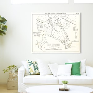 Impresión antigua de la carta náutica de Port Jefferson, Nueva York, en papel fotográfico, papel mate o lienzo Giclée de su elección.