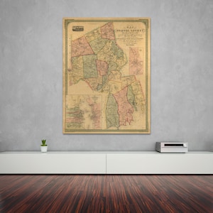 Antike Karte von Bristol, Massachusetts auf Fotopapier, Mattpapier oder Leinwand