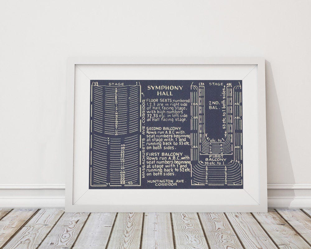 Print of Vintage Symphony Hall Seating Chart on Premium