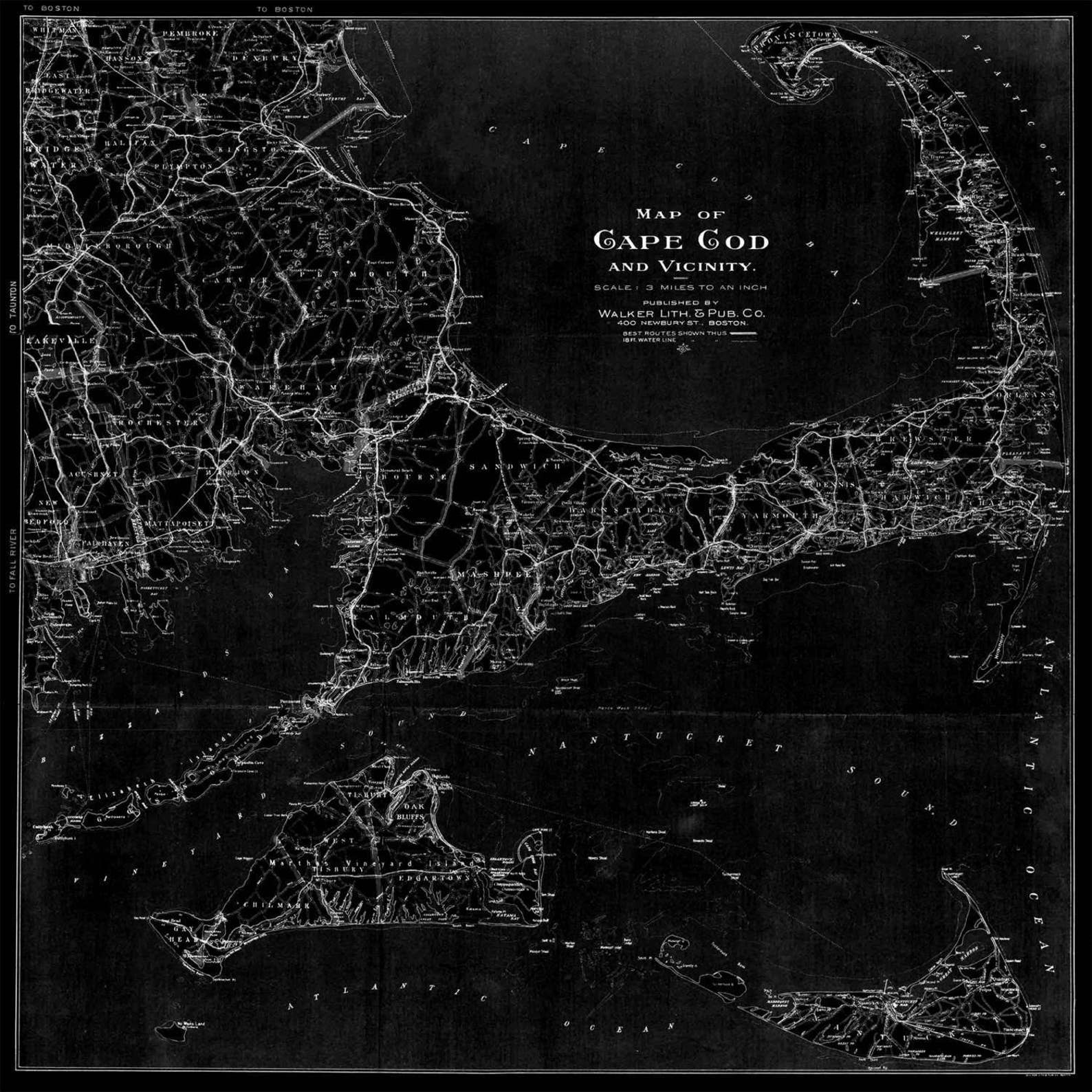 Print of Antique Vintage Cape Cod and Vicinity Map on Photo Etsy