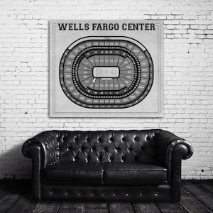 Vintage Wells Fargo Center sittplatskarta utskrift: Foto, Matt eller Canvas