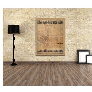 Vintage Stil Druck von Burlington Vermont Karte auf Premium Luster Fotopapier, Heavy Duty Matte Papier, oder Stretched Canvas