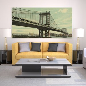 Print of Vintage Style New Manhattan Bridge, New York, on Photo Paper, Matte Paper, or Stretched Canvas