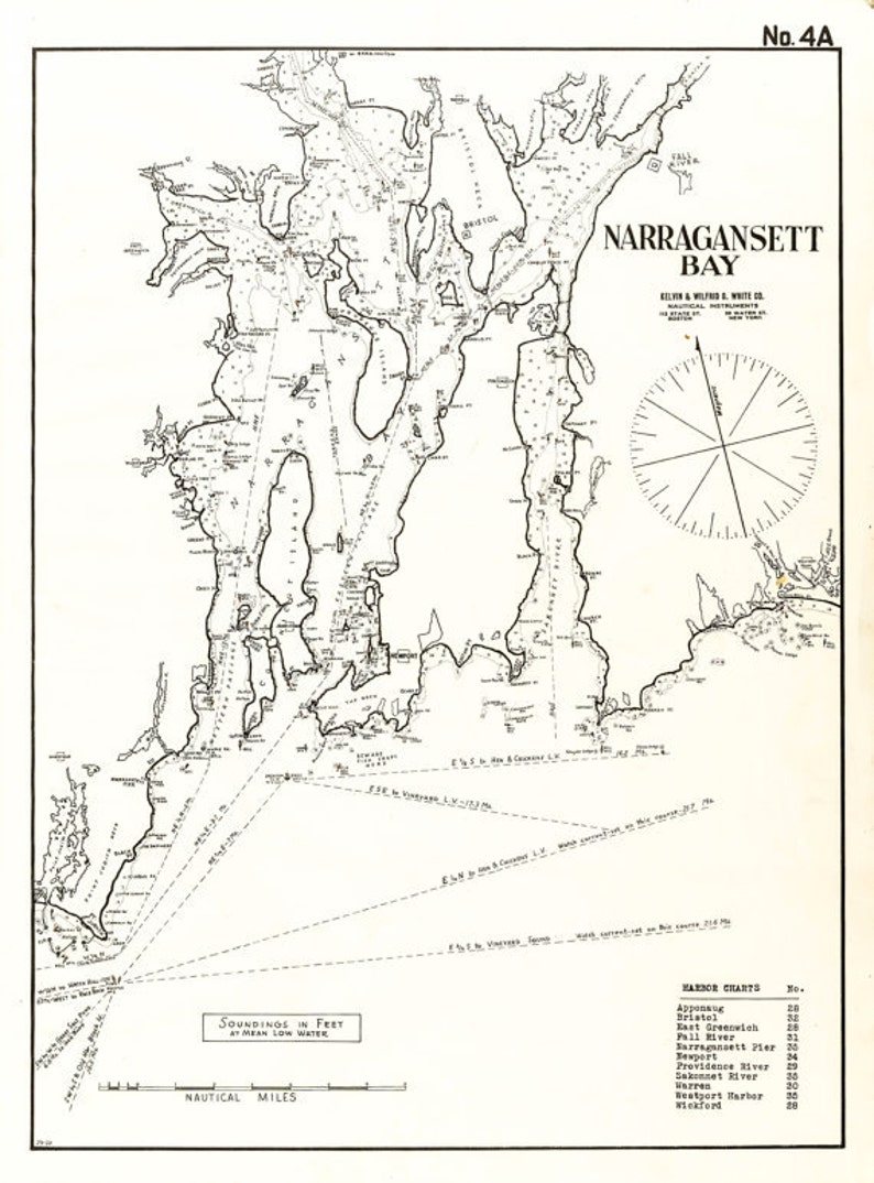 Vintage Antique Print of Narragansett Bay Rhode Island on Etsy