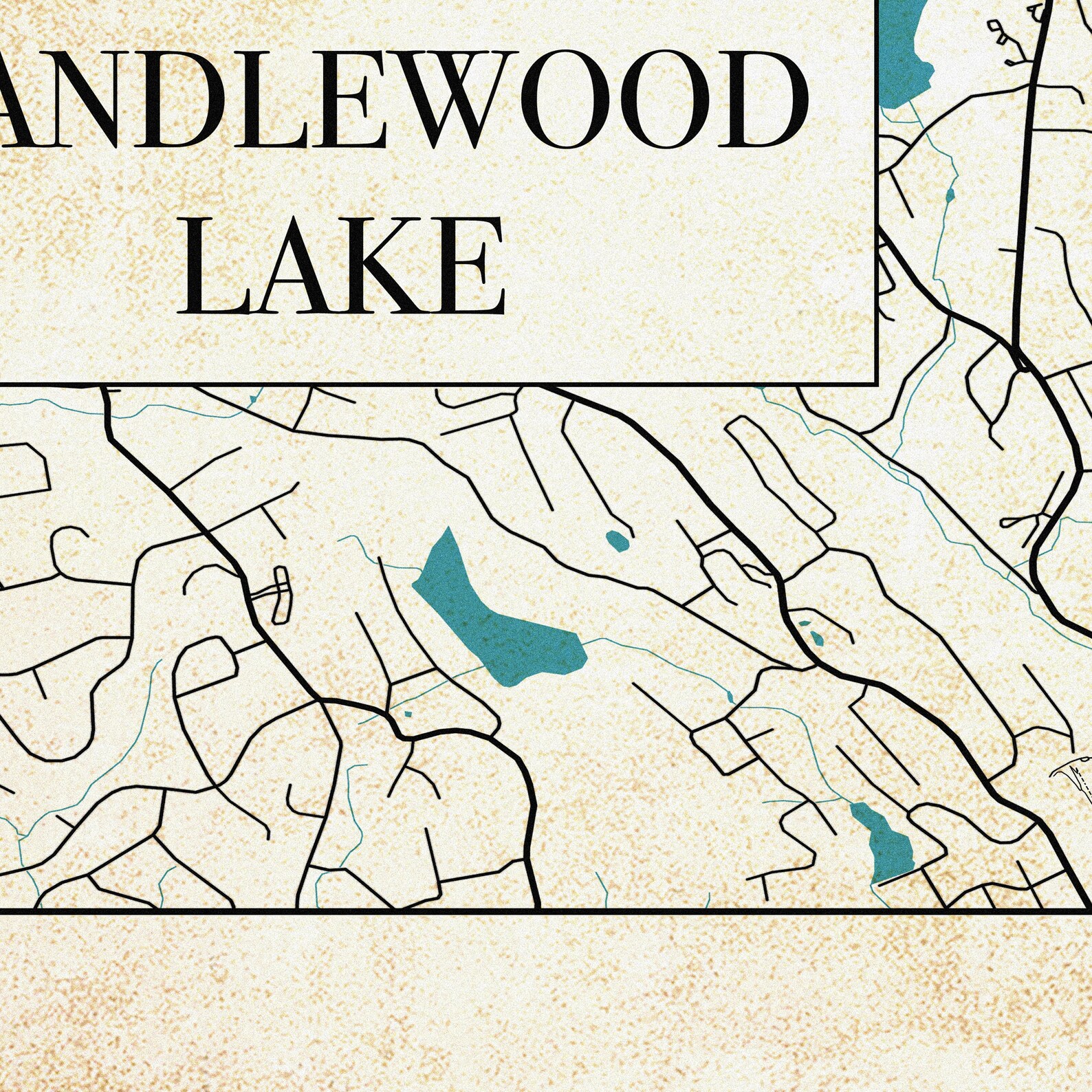 Detailed Map of Candlewood Lake in Connecticut. Printed on Etsy