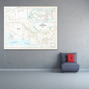 Afdruk van antieke stadsplattegrond van New Bedford Plate 4 Massachusetts op fotopapier, mat papier en gespannen canvas