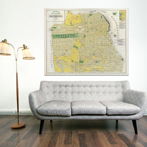 Print of Vintage San Francisco California Map on Your Choice of Photo Paper, Matte Paper, or Stretched Canvas