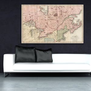 Kunstdruck einer antiken Karte von St. Lorenz Strom, Kanada und Neuengland auf mattem Fotopapier oder gespannter Leinwand