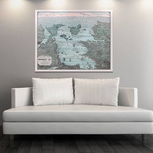 Antike Karte von Narragansett Bay Ballon Ansicht auf mattem Fotopapier oder Leinwand