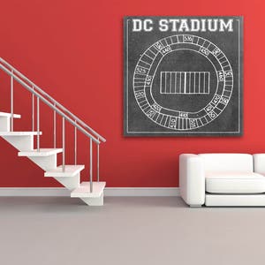 Impresión del plano de asientos del estadio DC vintage en papel fotográfico, papel mate o lienzo.