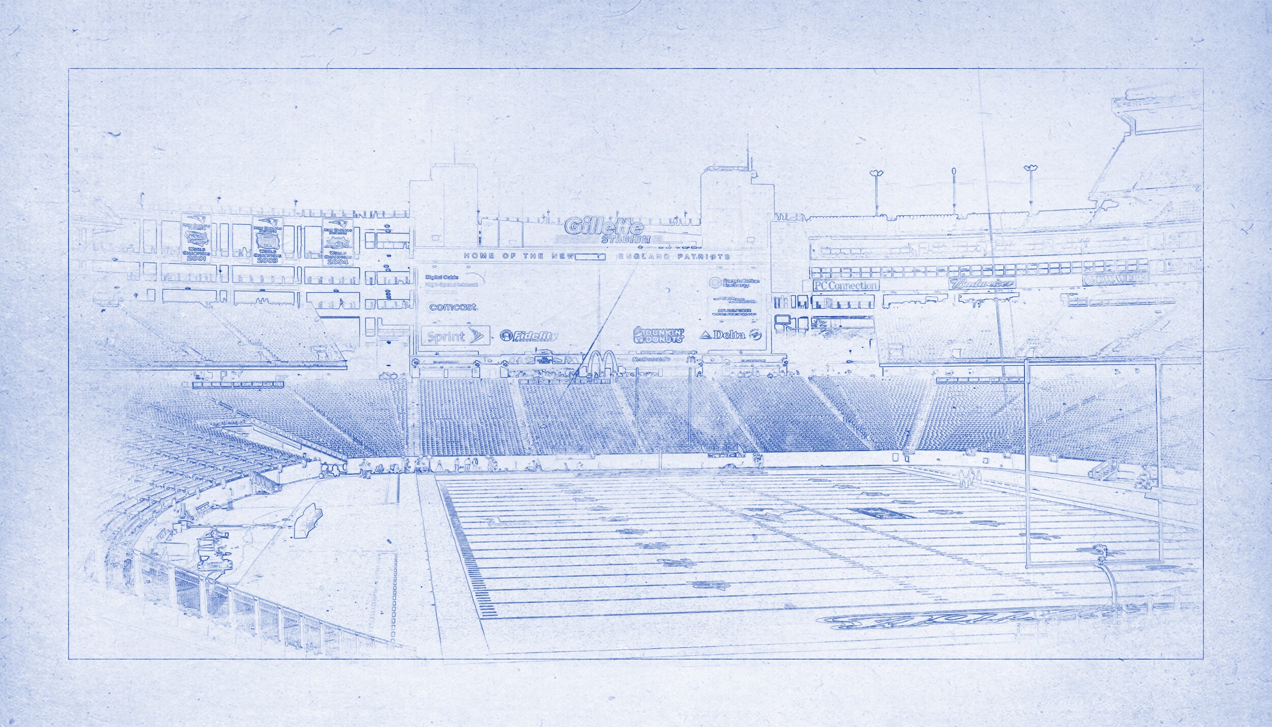 Vintage Print of Gillette Stadium Interior on Photo Paper | Etsy