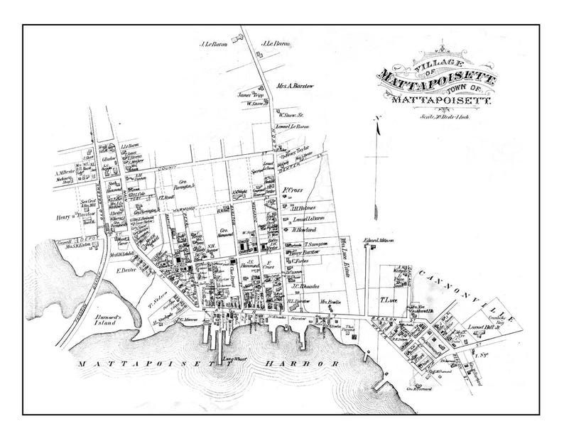 Vintage Print of Mattapoisett Village Map on Matte Paper Etsy