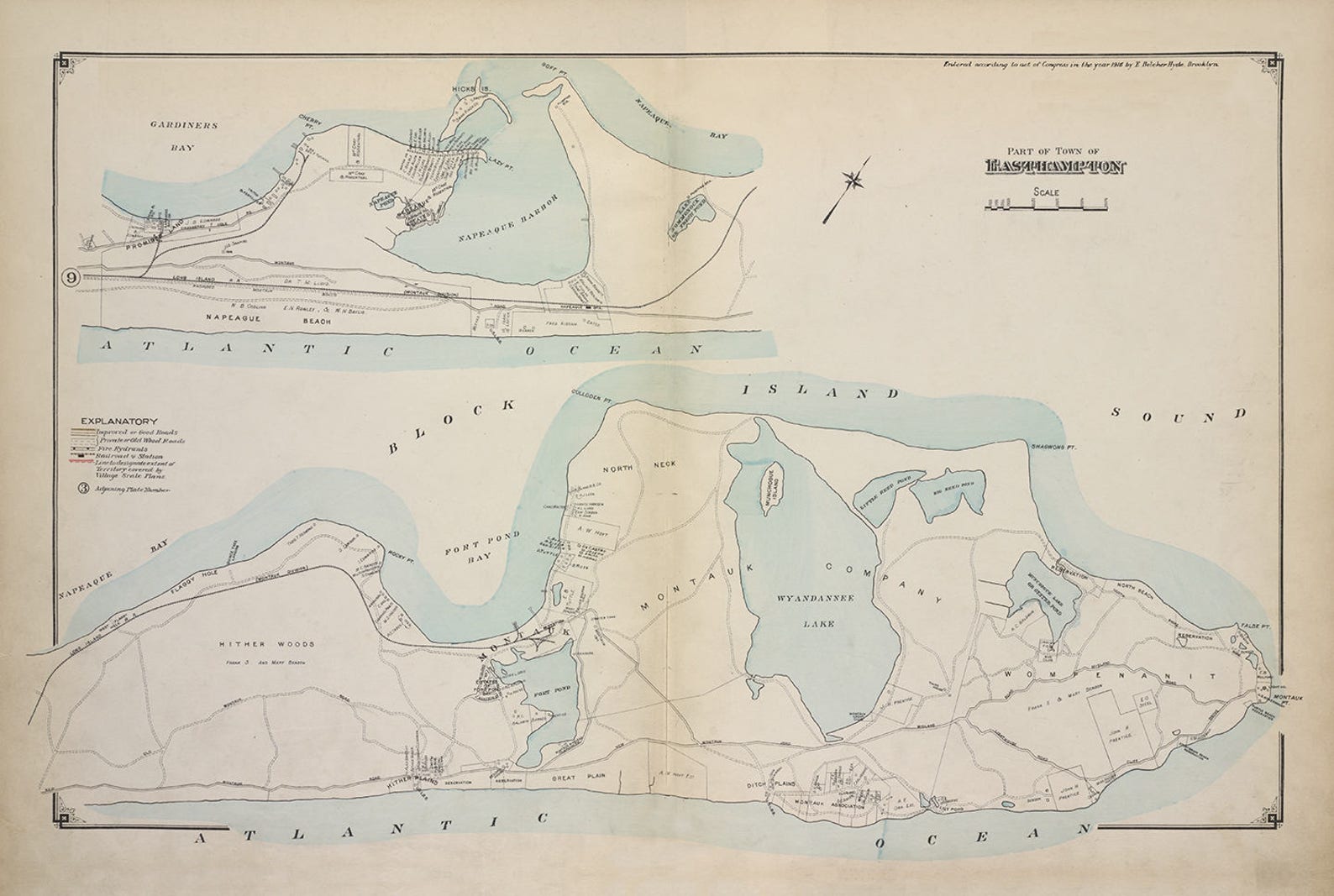 Vintage Print of East Hampton Map Featuring Montauk and Etsy
