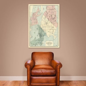 Antike Karte von Newport und Vicinity, Rhode Island auf Fotopapier, Mattpapier oder Leinwand