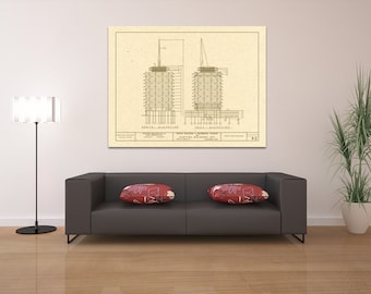 Capucol Cords Highboard Blueprint Kunstdruck: Vintage Architektur