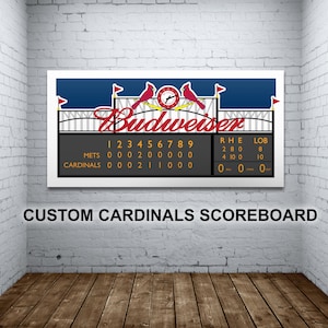 Print of Busch Stadium Scoreboard in St. Louis. Fully customizable, it&#39;s Perfect for first games, birthdays, anniversaries, and more.