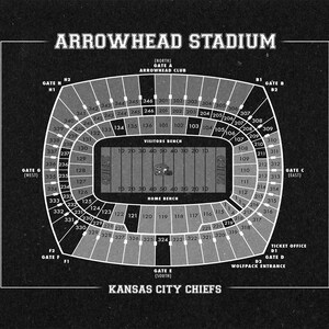 Vintage Style Print of Arrowhead Stadium Seating Chart on Photo Paper ...