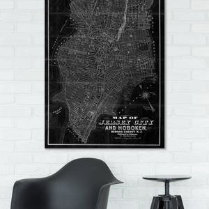 Impresión de un mapa antiguo de Jersey City y Hoboken, Nueva Jersey, en papel fotográfico mate o lienzo estirado