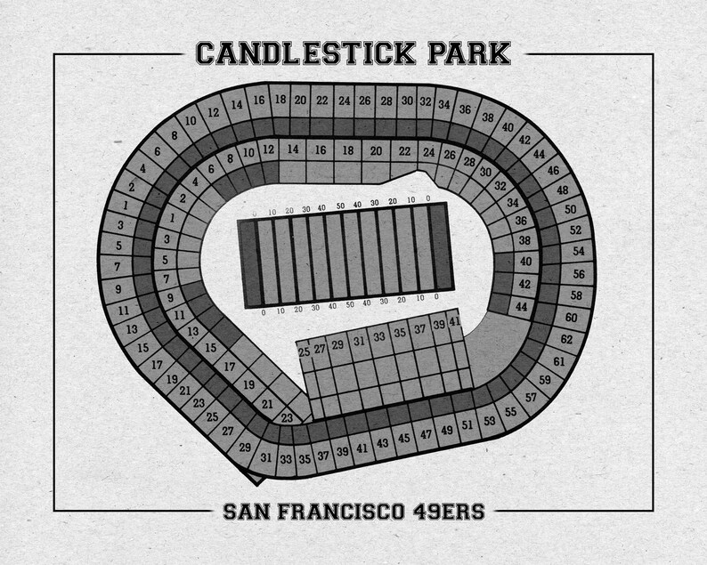 Print of Vintage Candlestick Park Seating Chart Football Chart Etsy