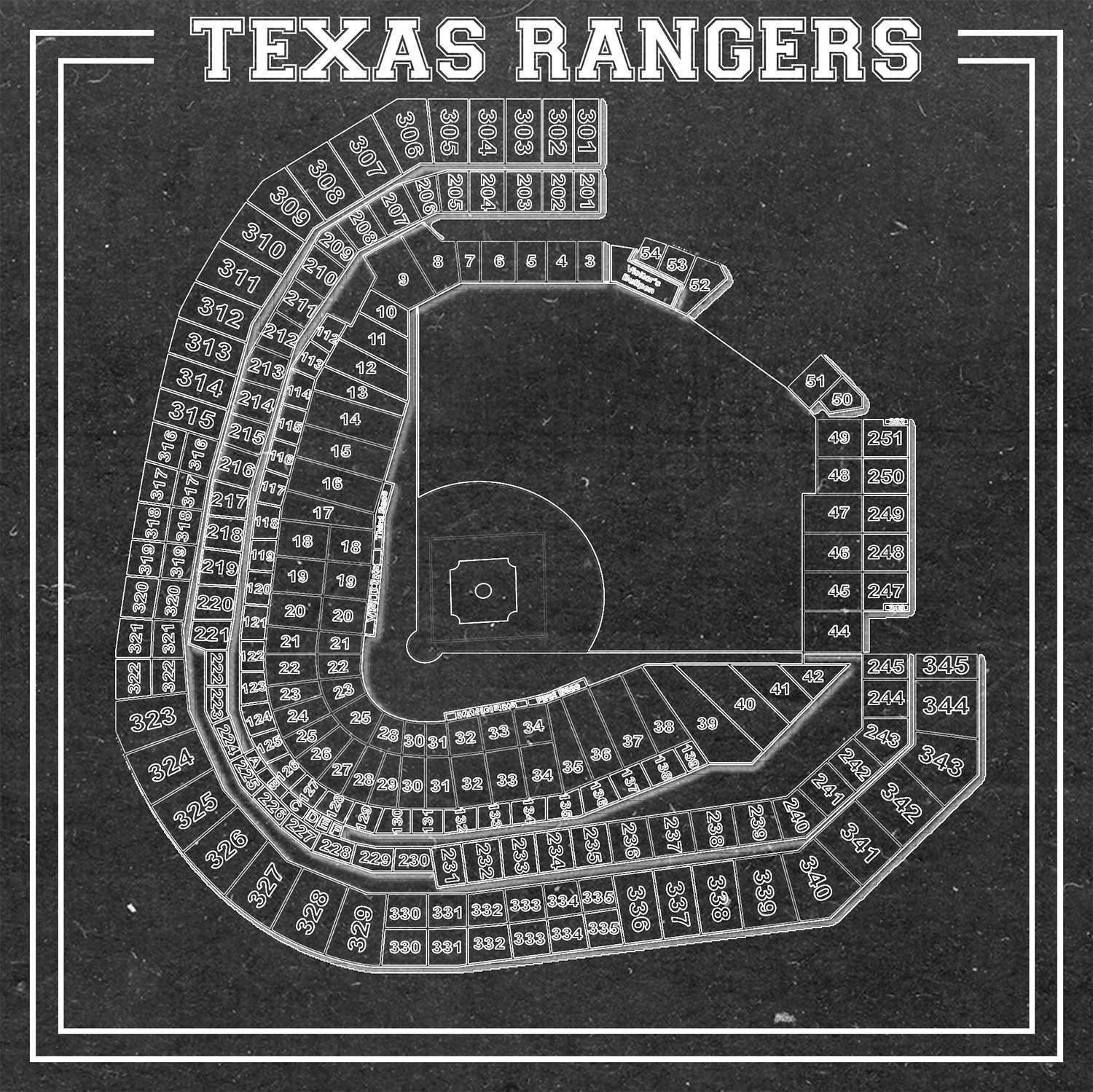 Vintage Globe Life Park Seating Chart Print: Texas Rangers Art - Etsy