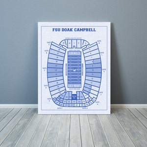 Stampa in stile vintage dello stadio Doak Campbell su carta fotografica, carta opaca o tela montata.