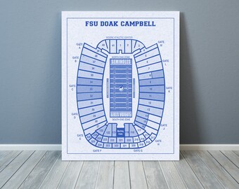 Impresión del estadio Doak Campbell: arte vintage de la FSU