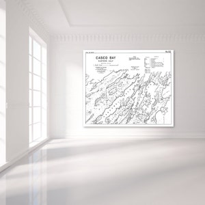 Antiker Druck von Casco Bay (Östliche Hälfte) in Maine auf Ihrer Wahl von Fotopapier, Matte Papier oder Canvas Giclee