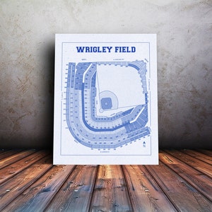 Vintage Druck der Wrigley Field Sitzordnung Blueprint Chicago Cubs Falls Fotopapier Matt CANVAS Sports Art Baseball Diagramm Sport