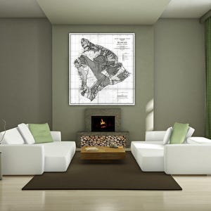 Mapa antiguo de la isla de Hawái, gráfico en papel mate, papel fotográfico o lienzo estirado