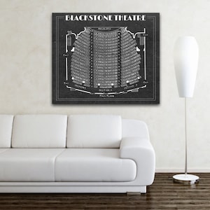 Impressão de mapa de assentos de teatro Blackstone vintage em papel fotográfico lustroso premium, papel fosco pesado ou tela esticada