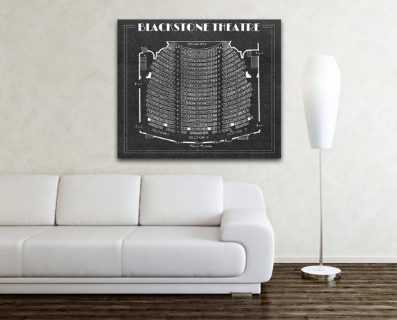 Print of Vintage Blackstone Theatre Seating Chart on Premium Photo Luster Paper, Heavy Matte Paper, or Stretched Canvas